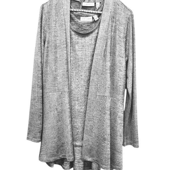 Susan Graver 2 ps Tank Top & Matching Jacket Sleek Shimmering Silver Grey - Picture 4 of 6